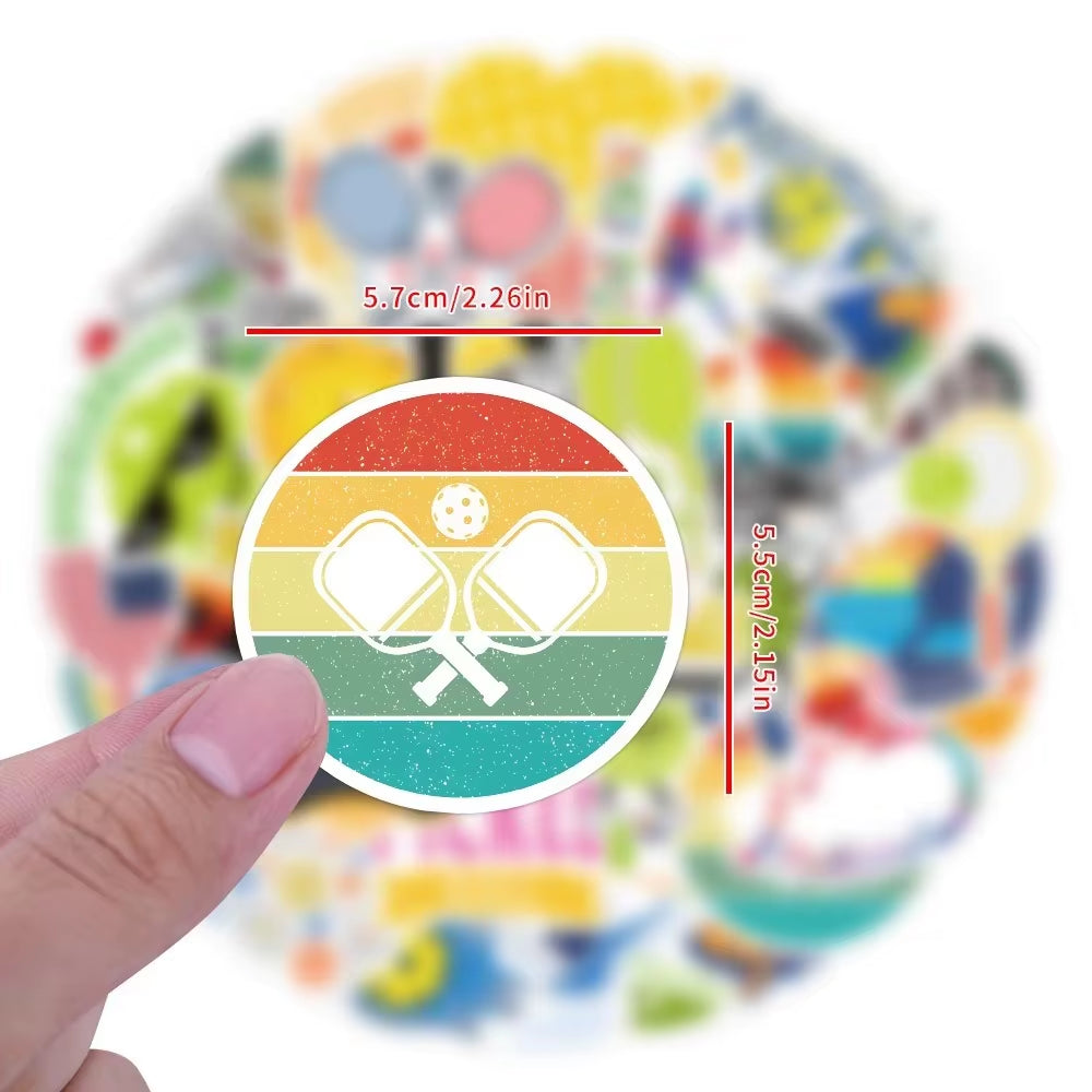 50Pcs Cartoon Pickleball Stickers PVC Waterproof Stickers