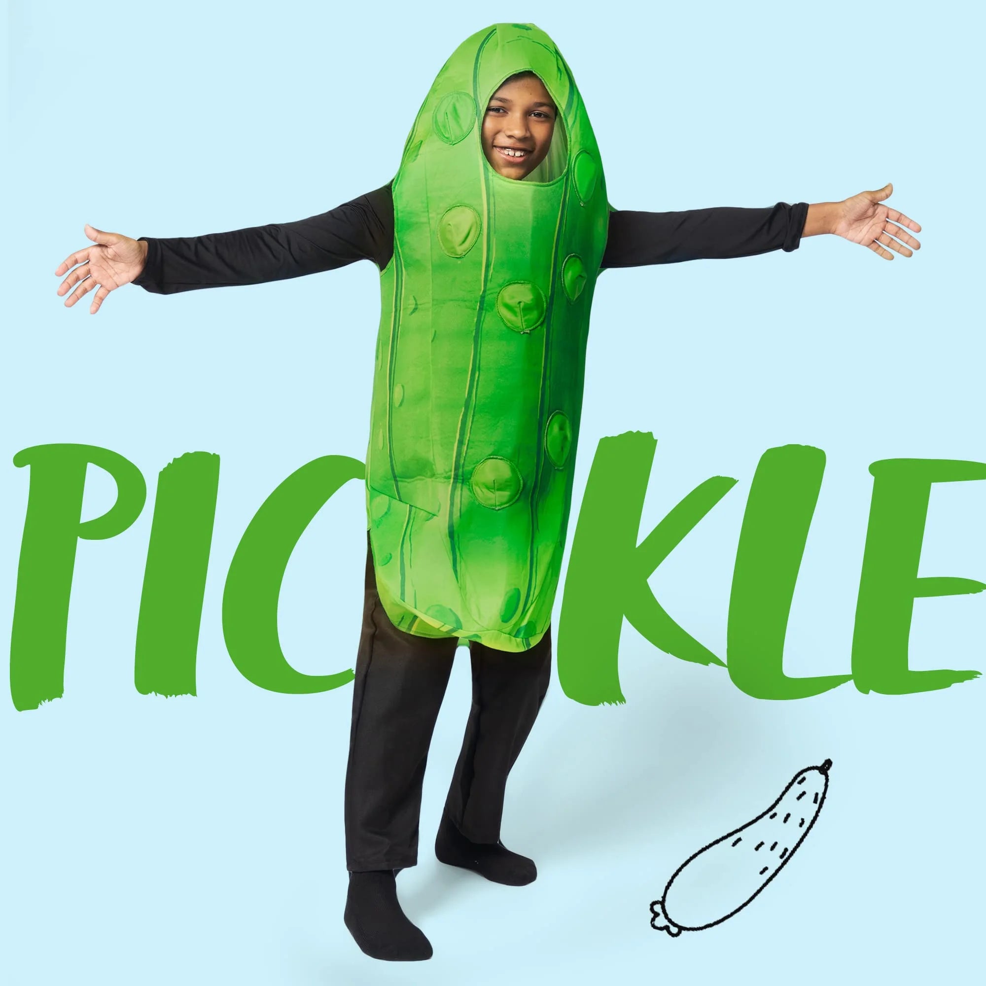 Pickle Costume for Toddler Kids, Unisex Food Costume, Funny Costume for Child, Fruit Jumpsuit for Halloween Fancy Dress Costume