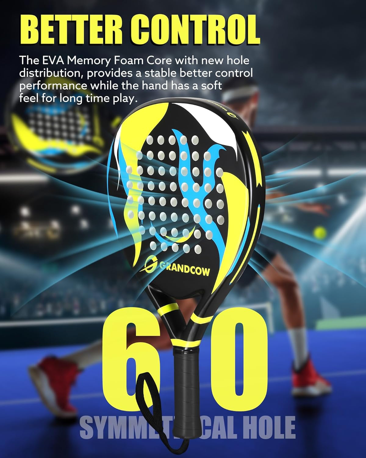 Padel / Palas De Padel Raqueta / Lightweight, Soft EVA Core, Fiberglass Surface, Beginner to Intermediate 38mm