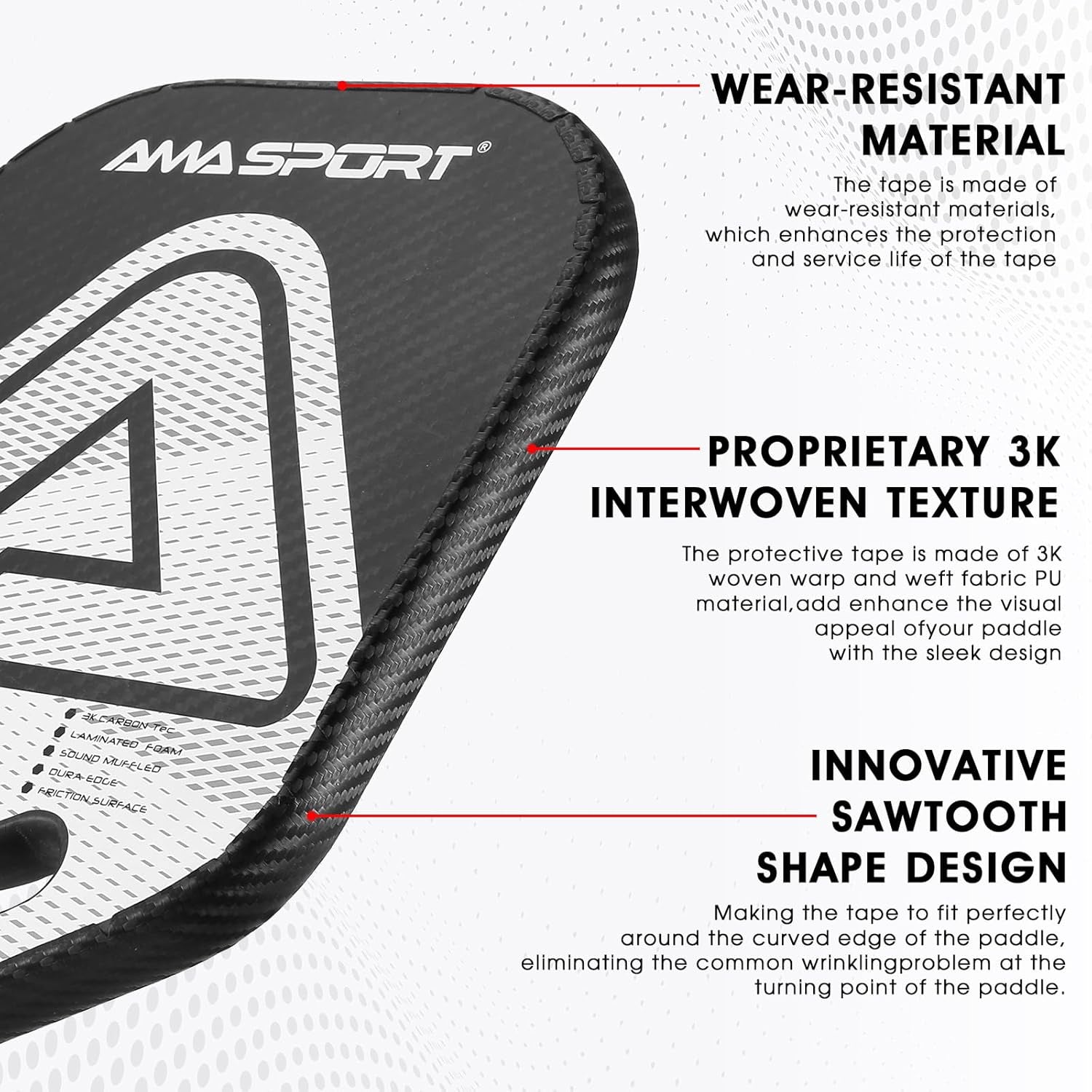 Pickleball Paddle Protection Tape - 3K PU Interwoven Texture