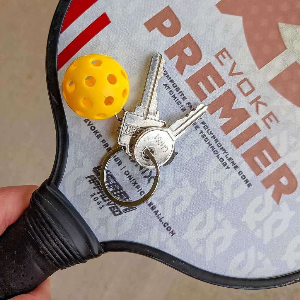 Mini Pickleball Keychain, 3Cm Diameter, Yellow