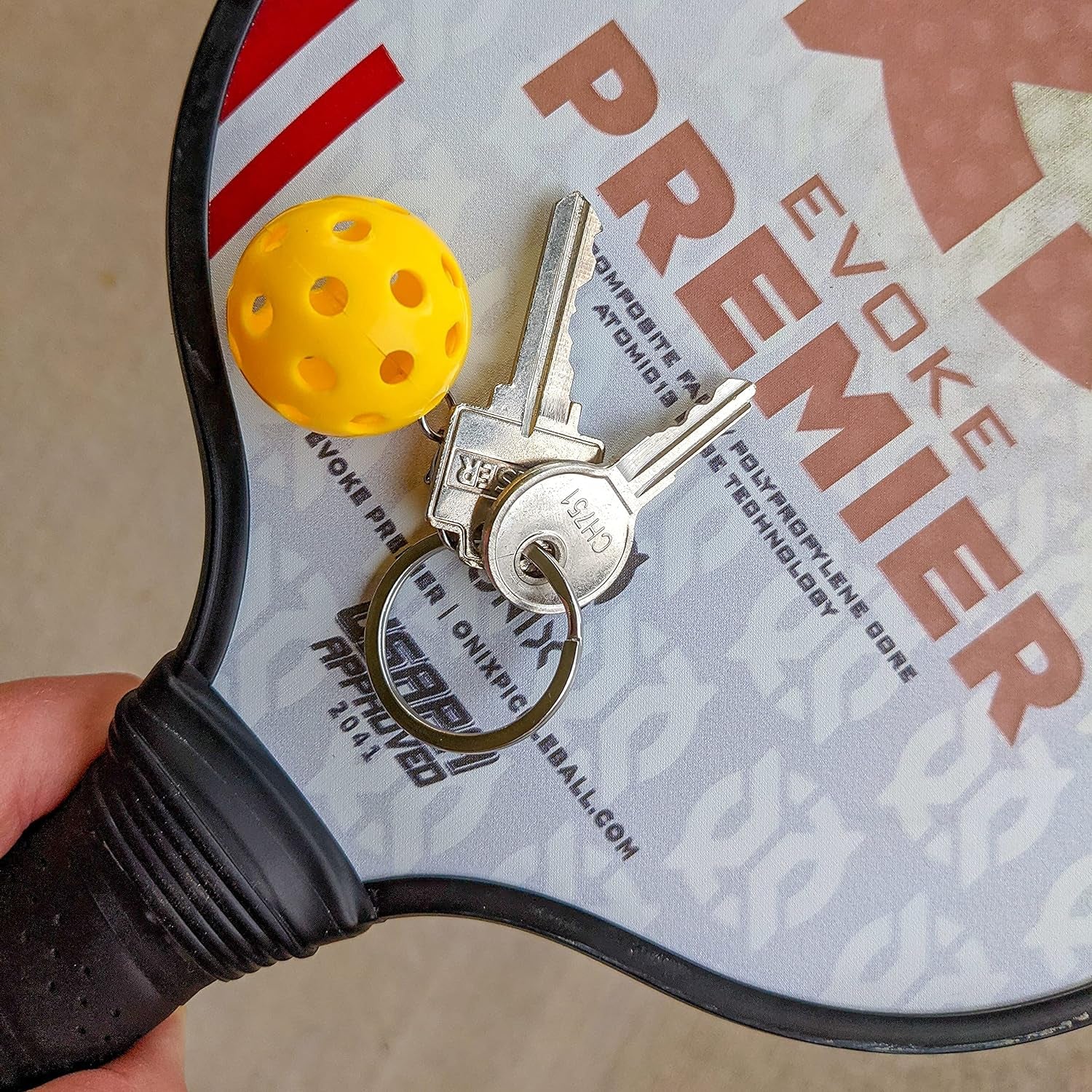 Mini Pickleball Keychain, 3Cm Diameter, Yellow
