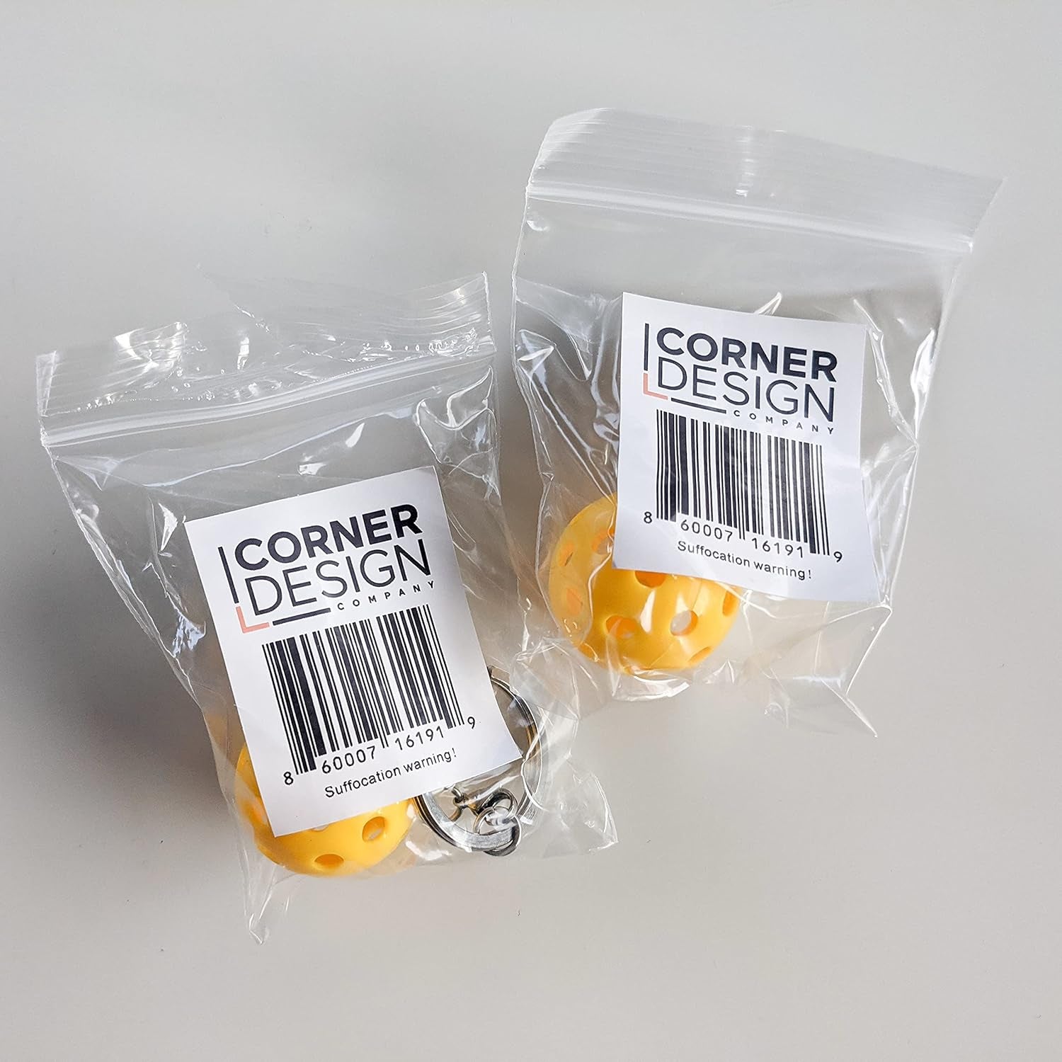 Mini Pickleball Keychain, 3Cm Diameter, Yellow