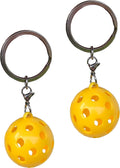 Mini Pickleball Keychain, 3Cm Diameter, Yellow