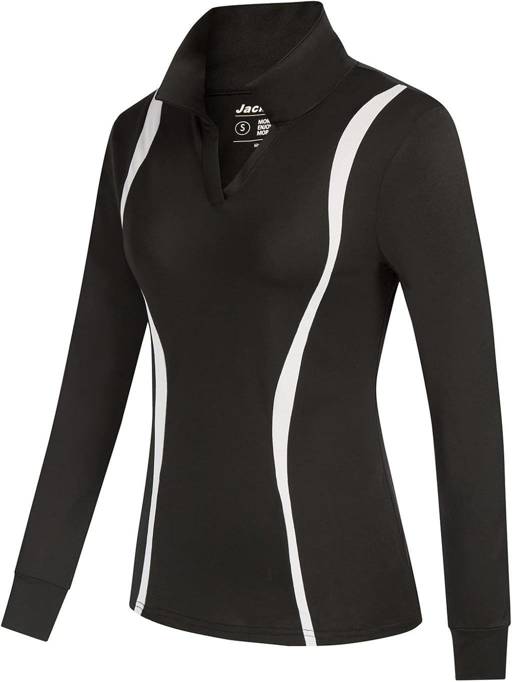 Plus Size Polo Shirts for Women Long Sleeve Moisture Wicking Dry Fit Sun Protection Sport Workout Shirt(Black,2XL)