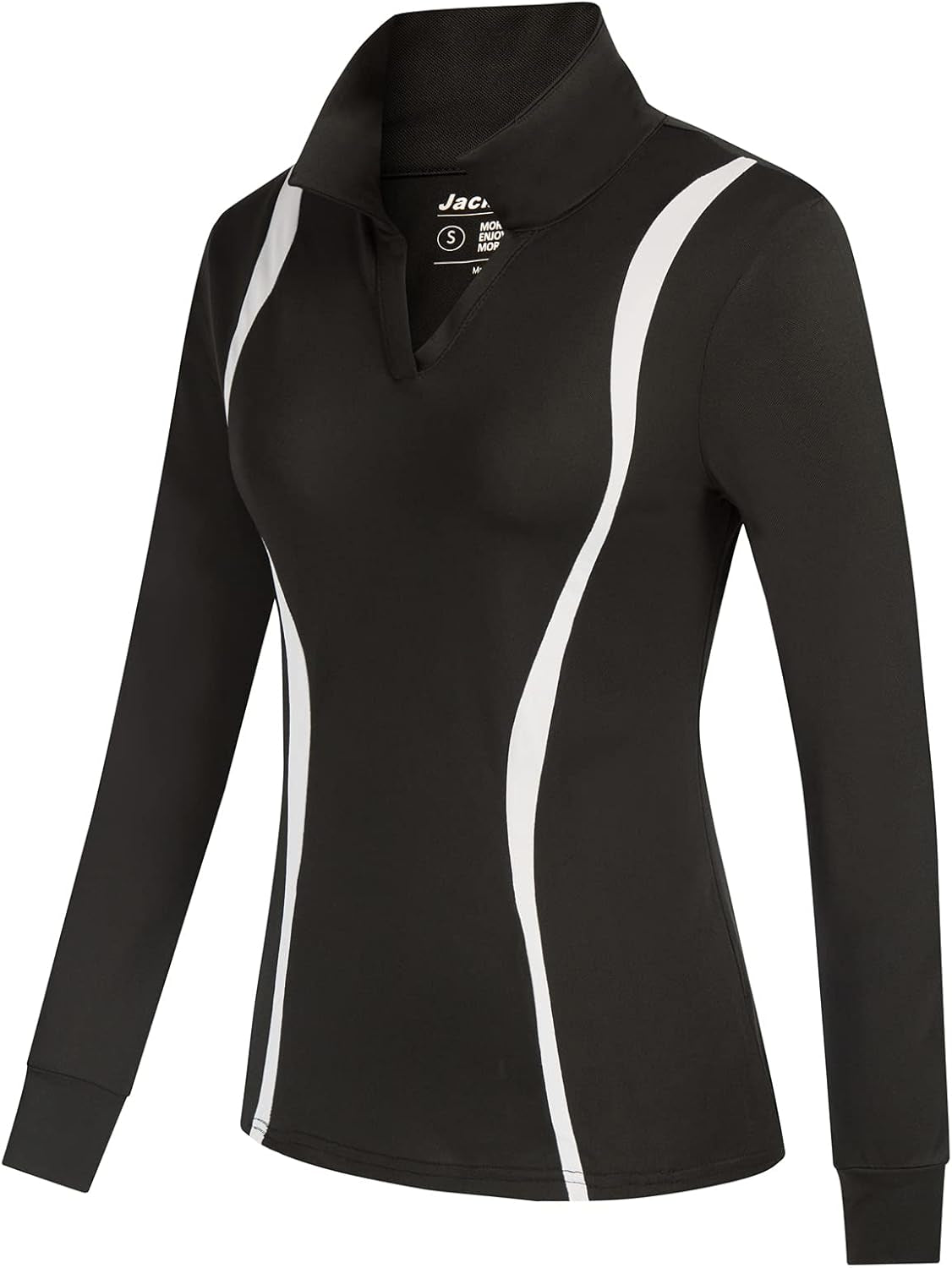 Plus Size Polo Shirts for Women Long Sleeve Moisture Wicking Dry Fit Sun Protection Sport Workout Shirt(Black,2XL)