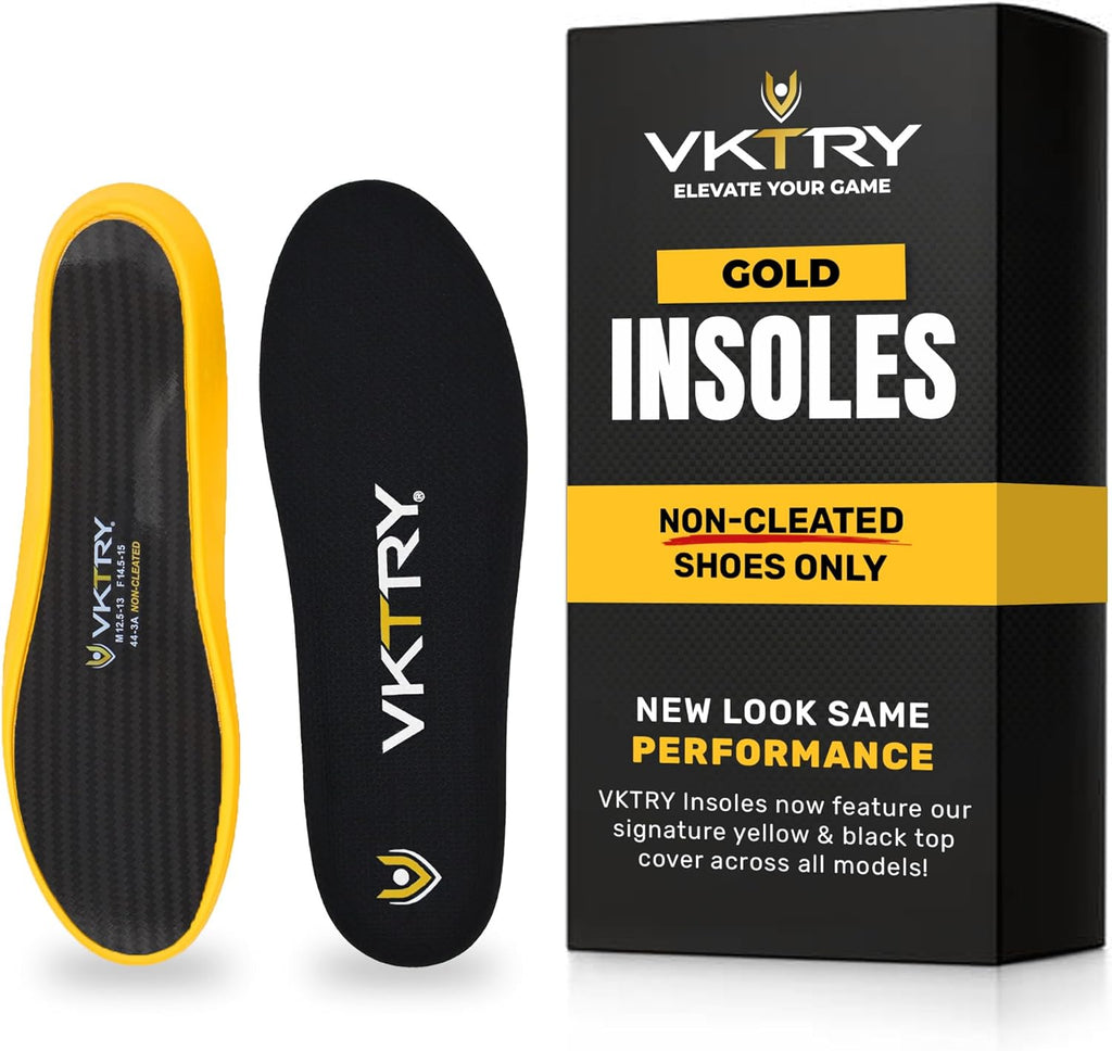 Gold for Non-Cleated Shoes - Carbon Fiber Performance Insoles - Customized Athletic Inserts for Sports Basketball Volleyball Running & More | Shock Absorption US M10.5-11, W12.5-13, 171-220Lbs