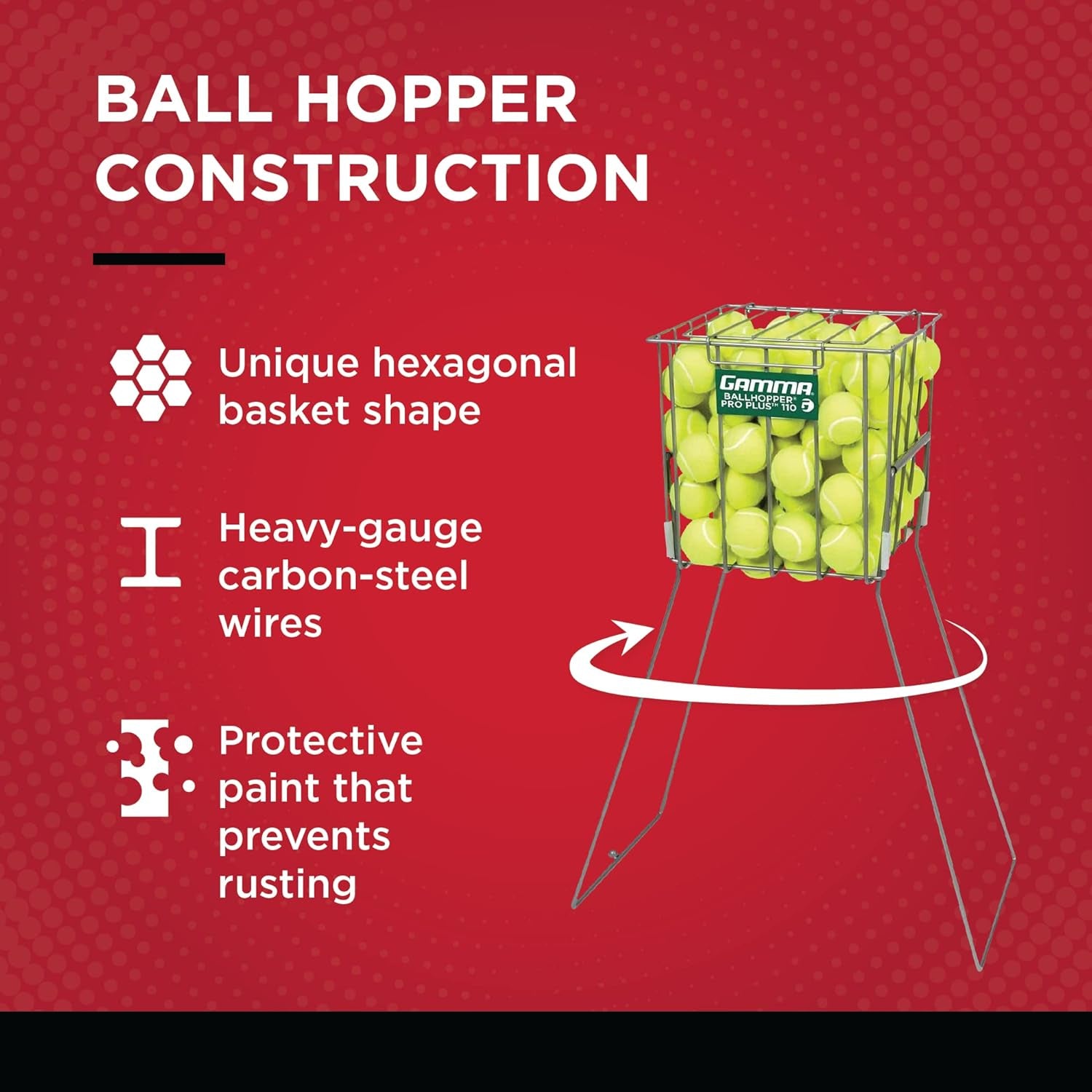 Ballhopper Hi Rise 75 W/Wheels, Multiple Colors, Pro plus 110, Whopper 140, Durable and Convenient Tennis & Pickleball Hoppers, Padel, Portable Design
