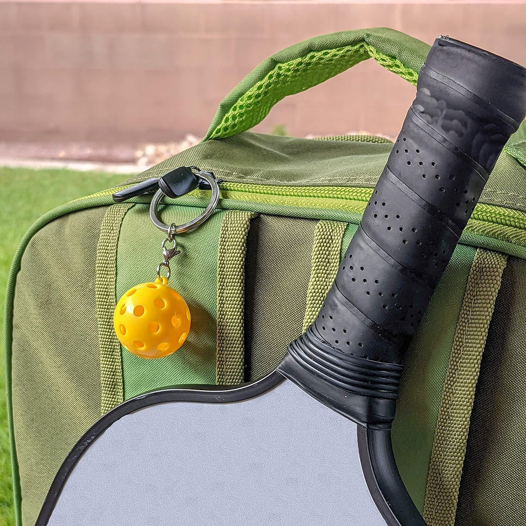 Mini Pickleball Keychain, 3Cm Diameter, Yellow