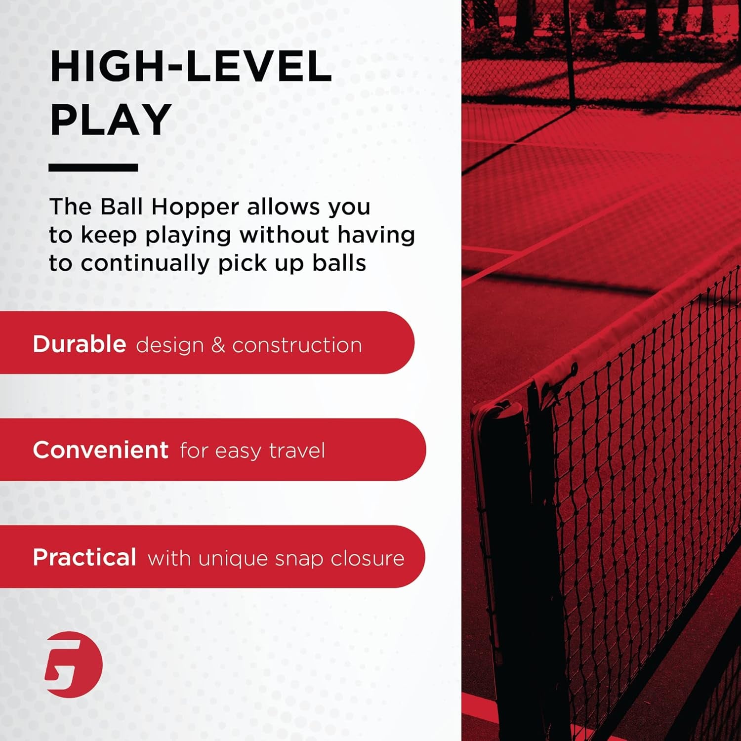 Ballhopper Hi Rise 75 W/Wheels, Multiple Colors, Pro plus 110, Whopper 140, Durable and Convenient Tennis & Pickleball Hoppers, Padel, Portable Design