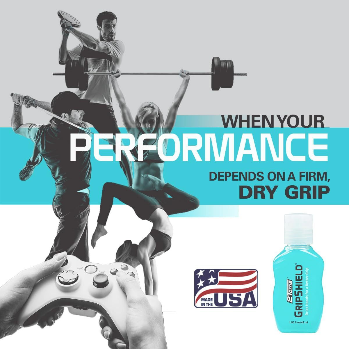 2Toms Gripshield 1.50 Fl Oz Moisture Barrier for Sweaty Hands Dry Grip Solution