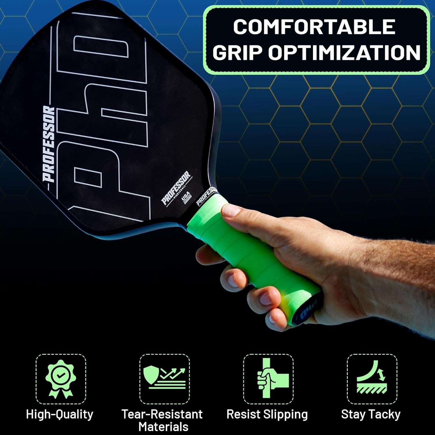Professor P-Tac Pickleball Paddle Overgrip – Max Tacky, Moisture-Wicki