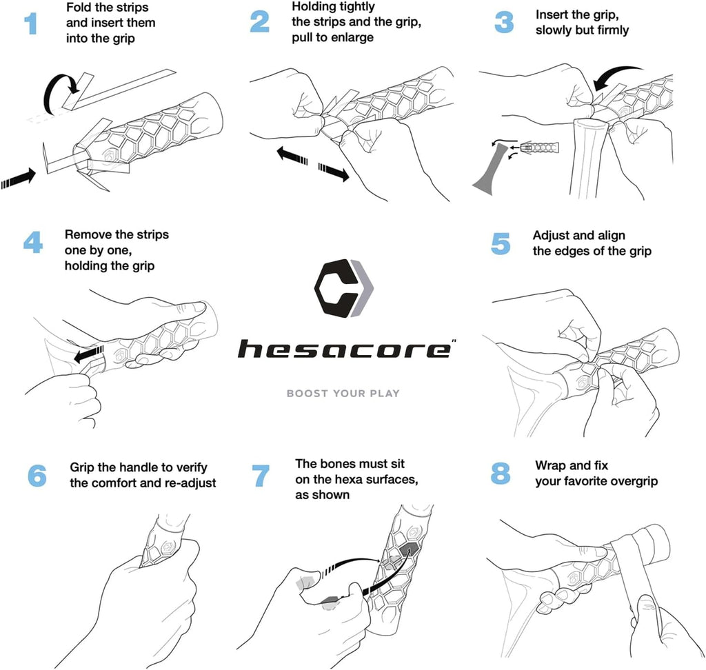 Padel Racquet Carbon Grip - 5.25In - Supports Tennis Elbow, Enhances Grip Strength