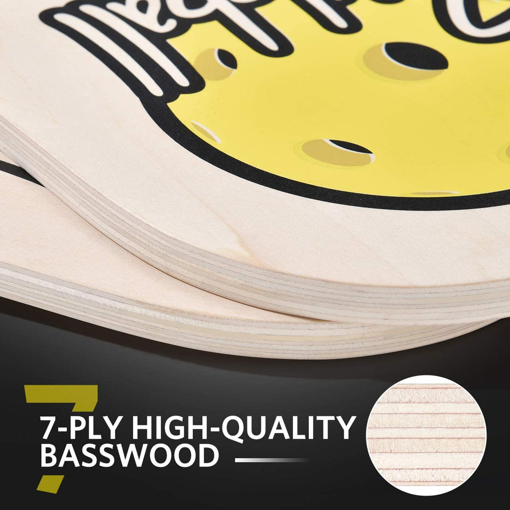 Wood Pickleball Paddles, Pickleball Set with Balls and 1 Carry Bag, 7-Ply Basswood Wood