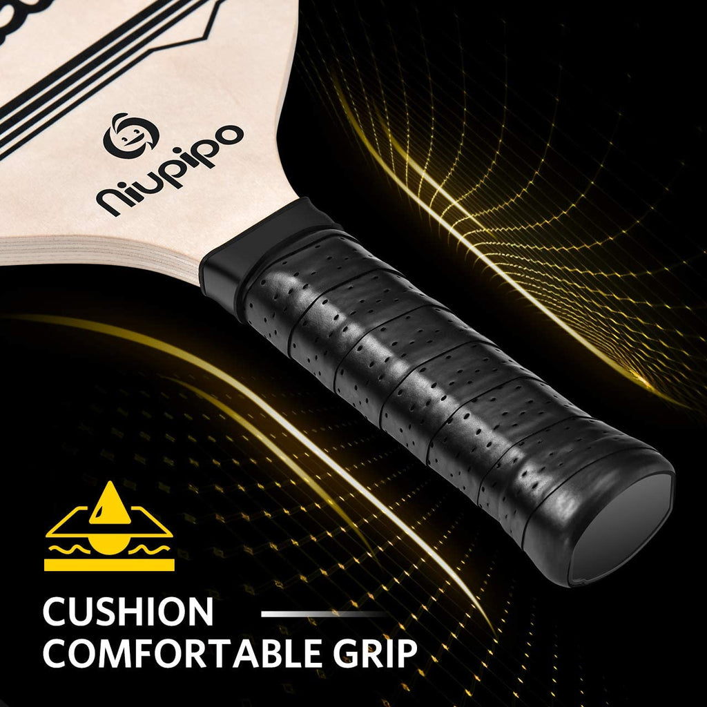 Wood Pickleball Paddles, Pickleball Set with Balls and 1 Carry Bag, 7-Ply Basswood Wood