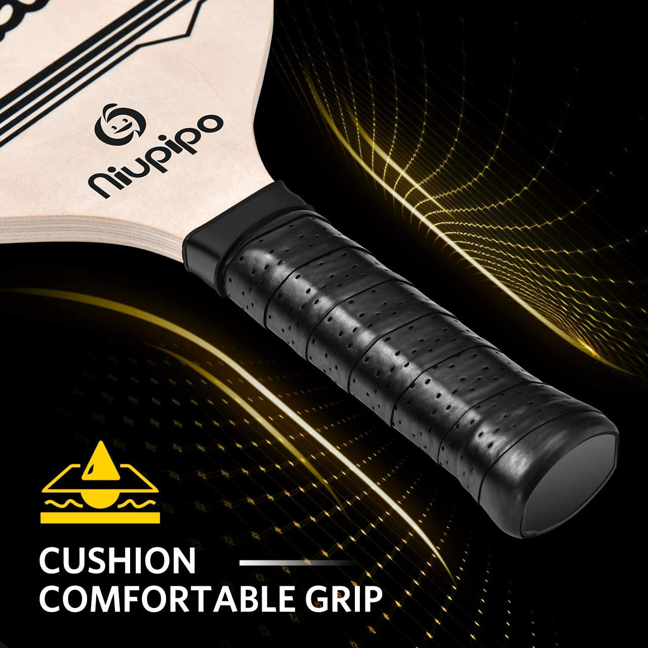 Wood Pickleball Paddles, Pickleball Set with Balls and 1 Carry Bag, 7-Ply Basswood Wood