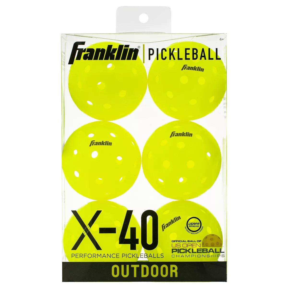 Franklin Sports X40 Pickleballs Vellum - 6Pc: Neon Yellow, Polyethylene, All Ages