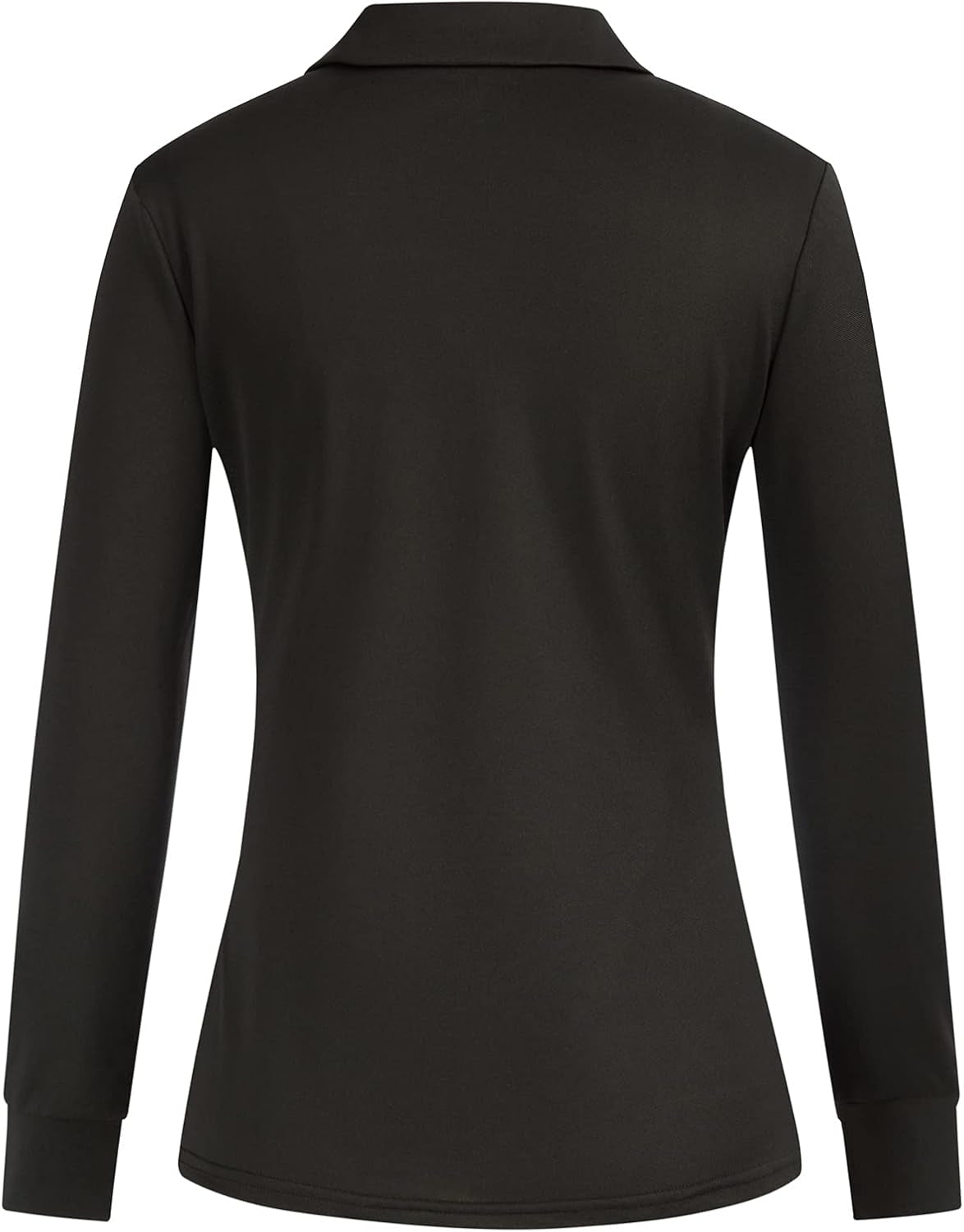 Plus Size Polo Shirts for Women Long Sleeve Moisture Wicking Dry Fit Sun Protection Sport Workout Shirt(Black,2XL)