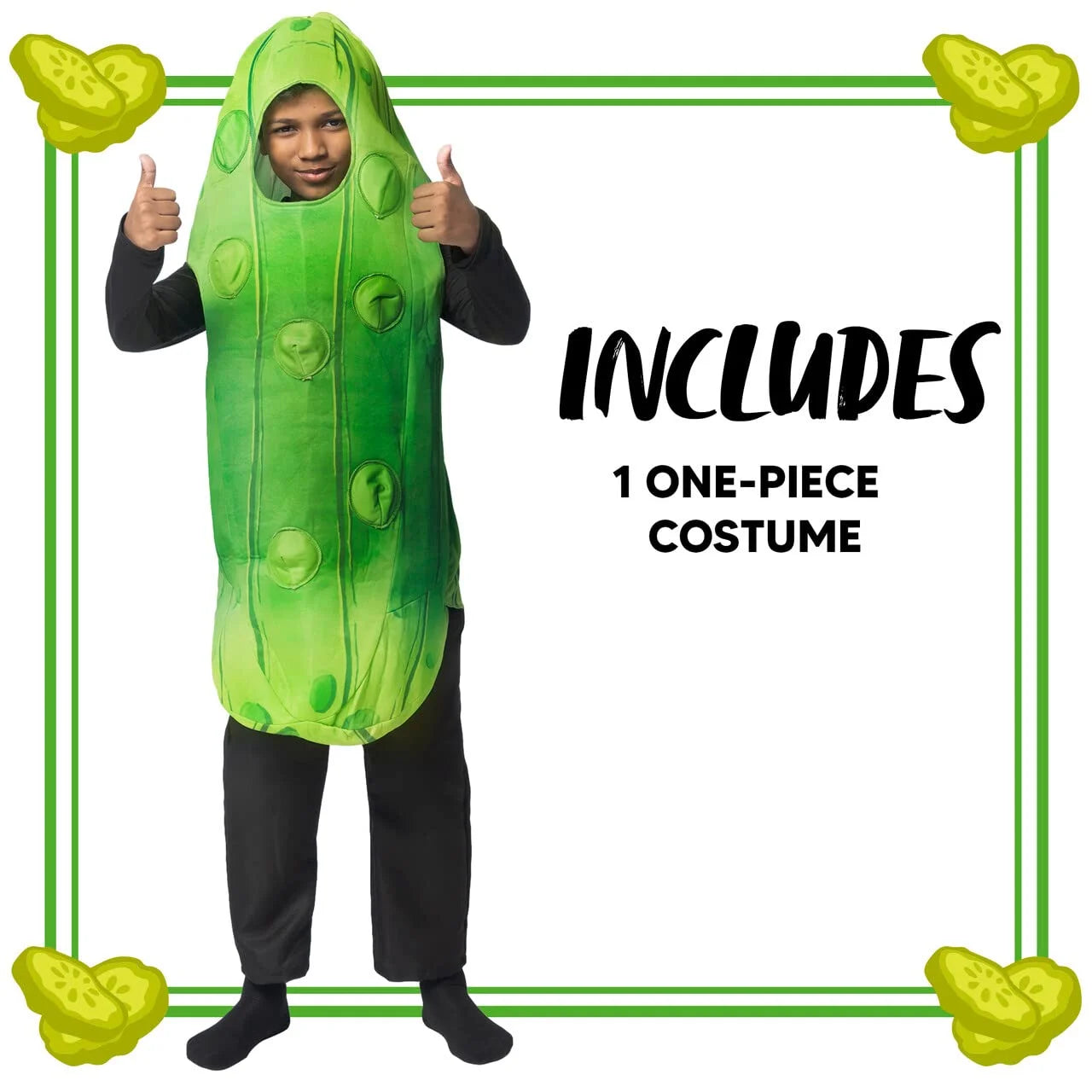 Pickle Costume for Toddler Kids, Unisex Food Costume, Funny Costume for Child, Fruit Jumpsuit for Halloween Fancy Dress Costume