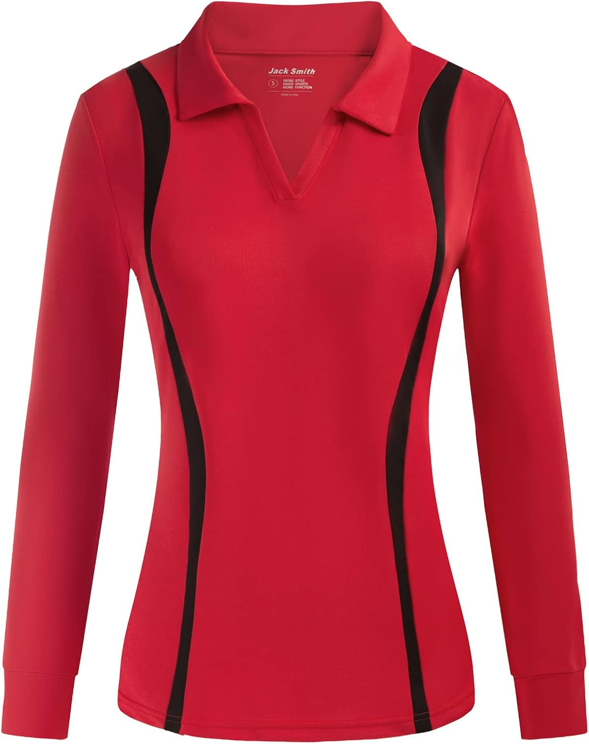 Plus Size Golf Tennis Shirt for Women Long Sleeve Workout Shirts UPF 50 Long Sleeve Polo(Red,XL)