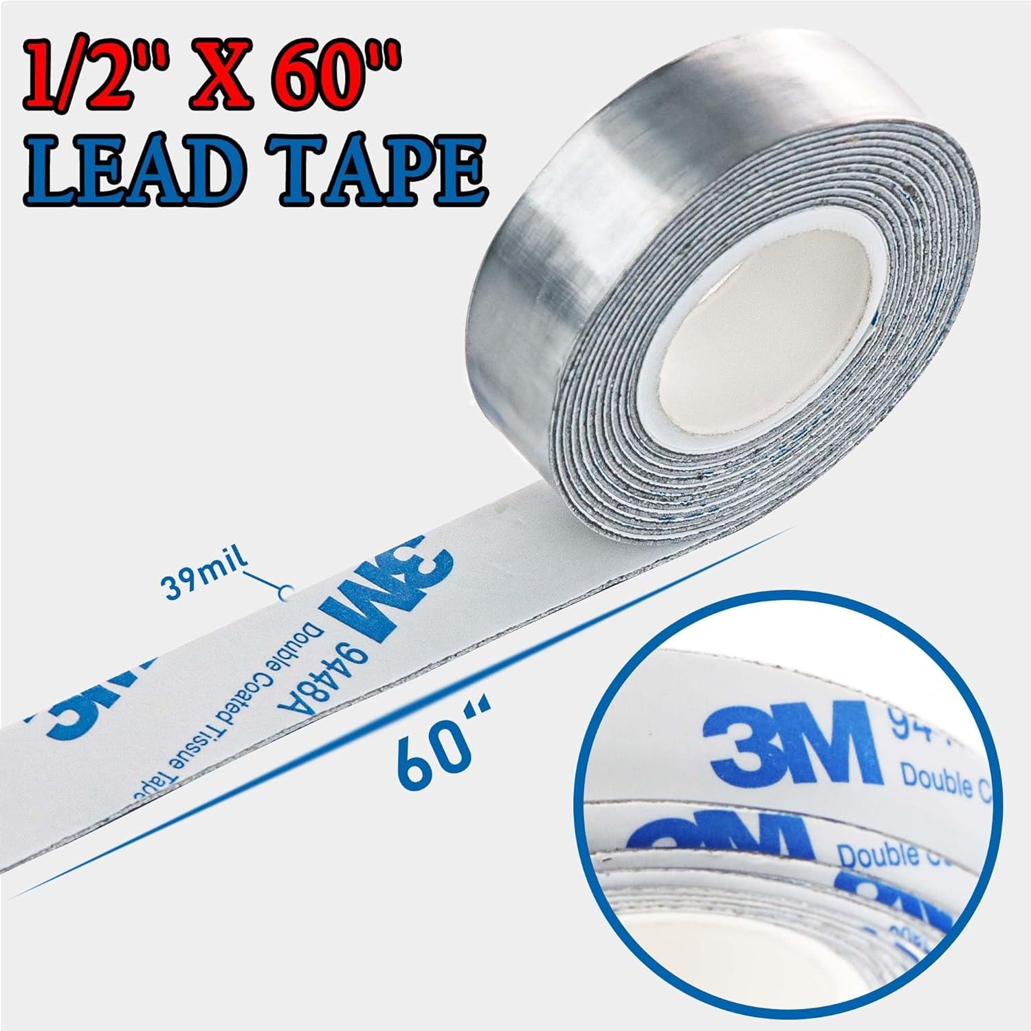 2 Grams per Inch Golf Lead Tape | 1/2''X 60'' Adhesive Lead Tape | Add Swing Wei