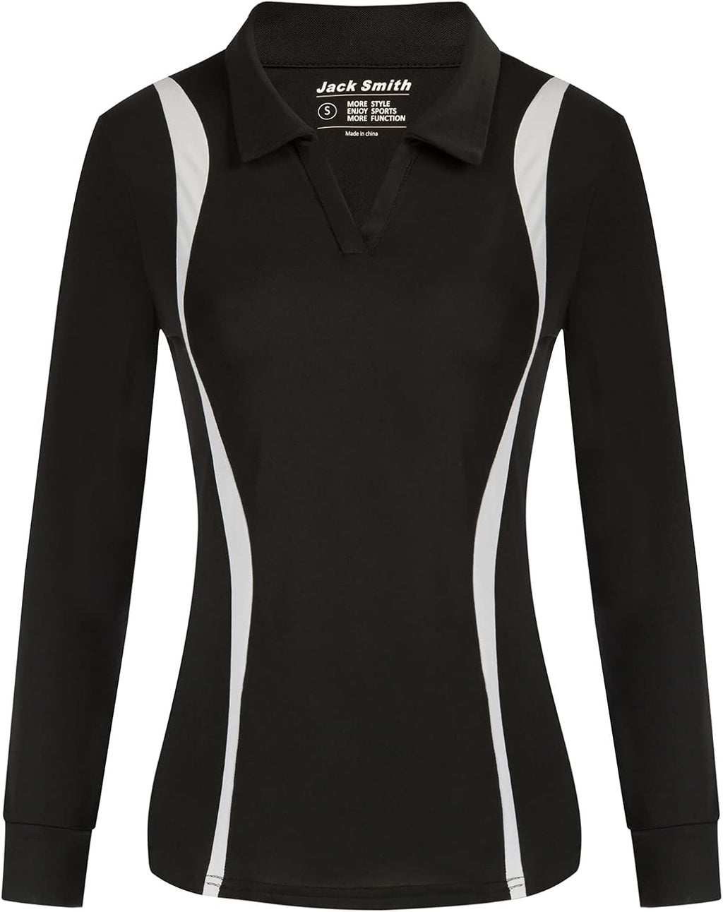 Plus Size Polo Shirts for Women Long Sleeve Moisture Wicking Dry Fit Sun Protection Sport Workout Shirt(Black,2XL)