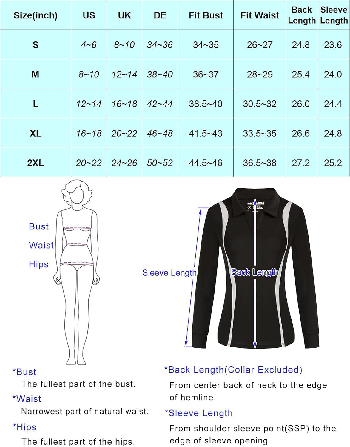 Plus Size Polo Shirts for Women Long Sleeve Moisture Wicking Dry Fit Sun Protection Sport Workout Shirt(Black,2XL)
