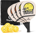 Wood Pickleball Paddles, Pickleball Set with Balls and 1 Carry Bag, 7-Ply Basswood Wood