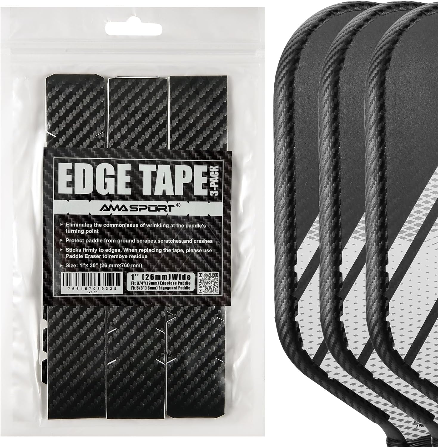 Pickleball Paddle Protection Tape - 3K PU Interwoven Texture