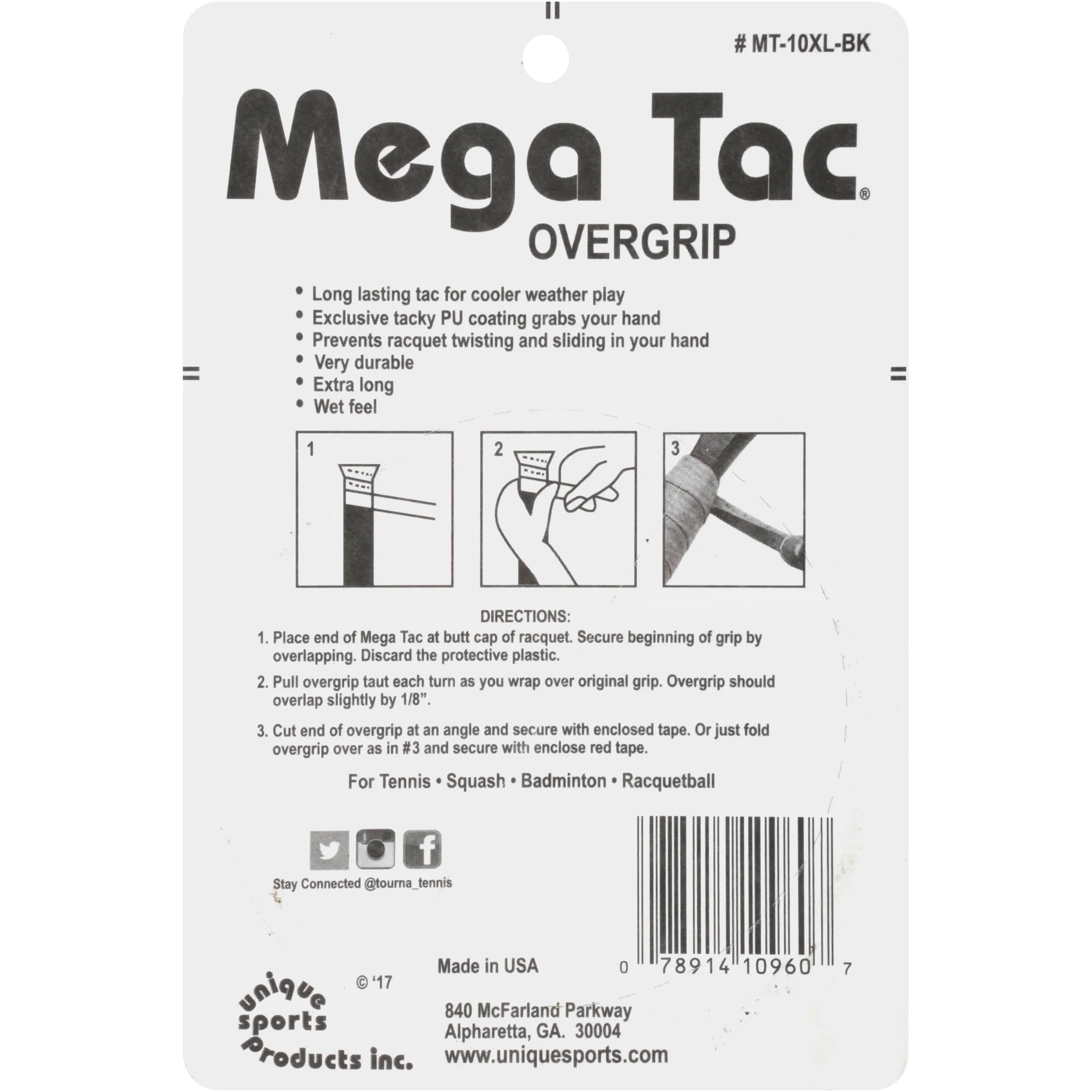 ® Mega Tac XL Wet Feel Racquet Grip 10 Ct Carded Pack