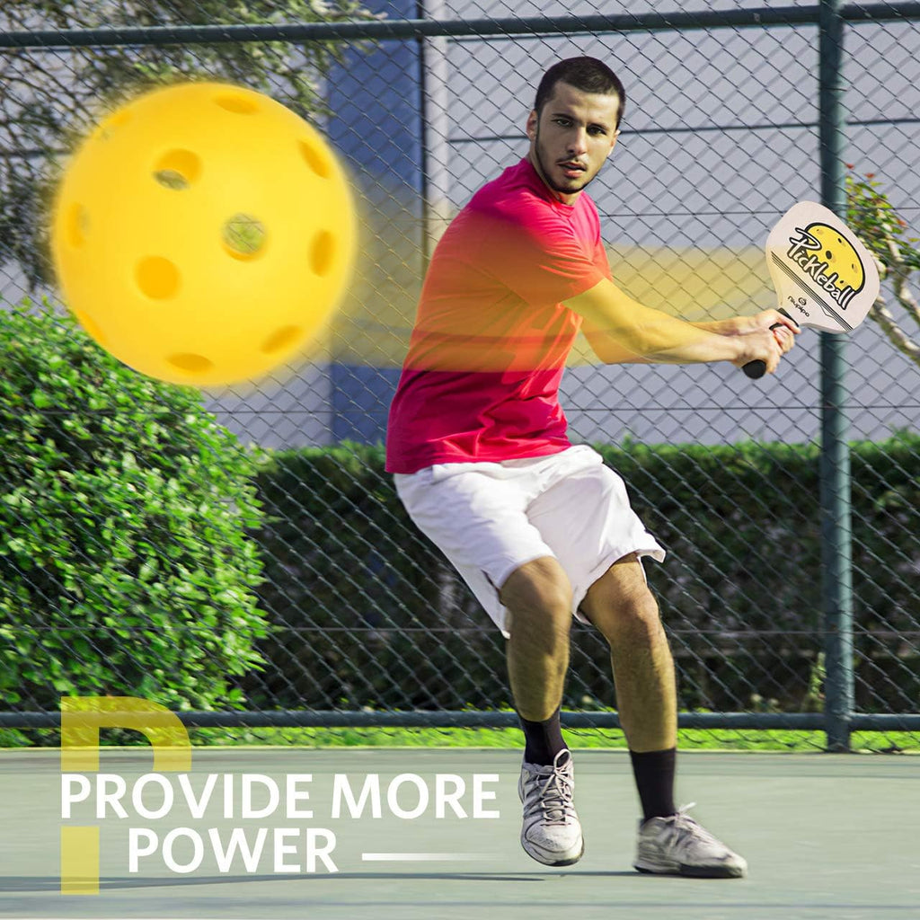 Wood Pickleball Paddles, Pickleball Set with Balls and 1 Carry Bag, 7-Ply Basswood Wood