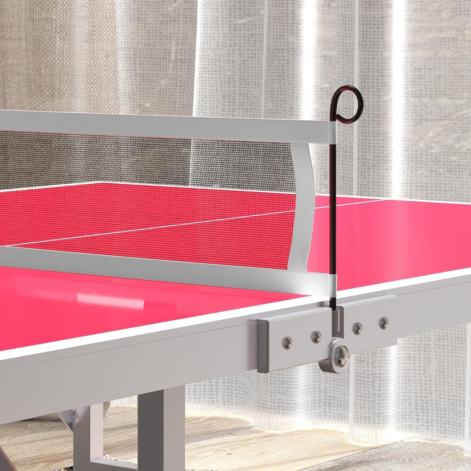 Mini Ping Pong Table Set for Outdoor and Indoor, Foldable Table Tennis Table with Net, 2 Paddles, 3 Balls, Adjustable Feet, Easy Assembly, Red